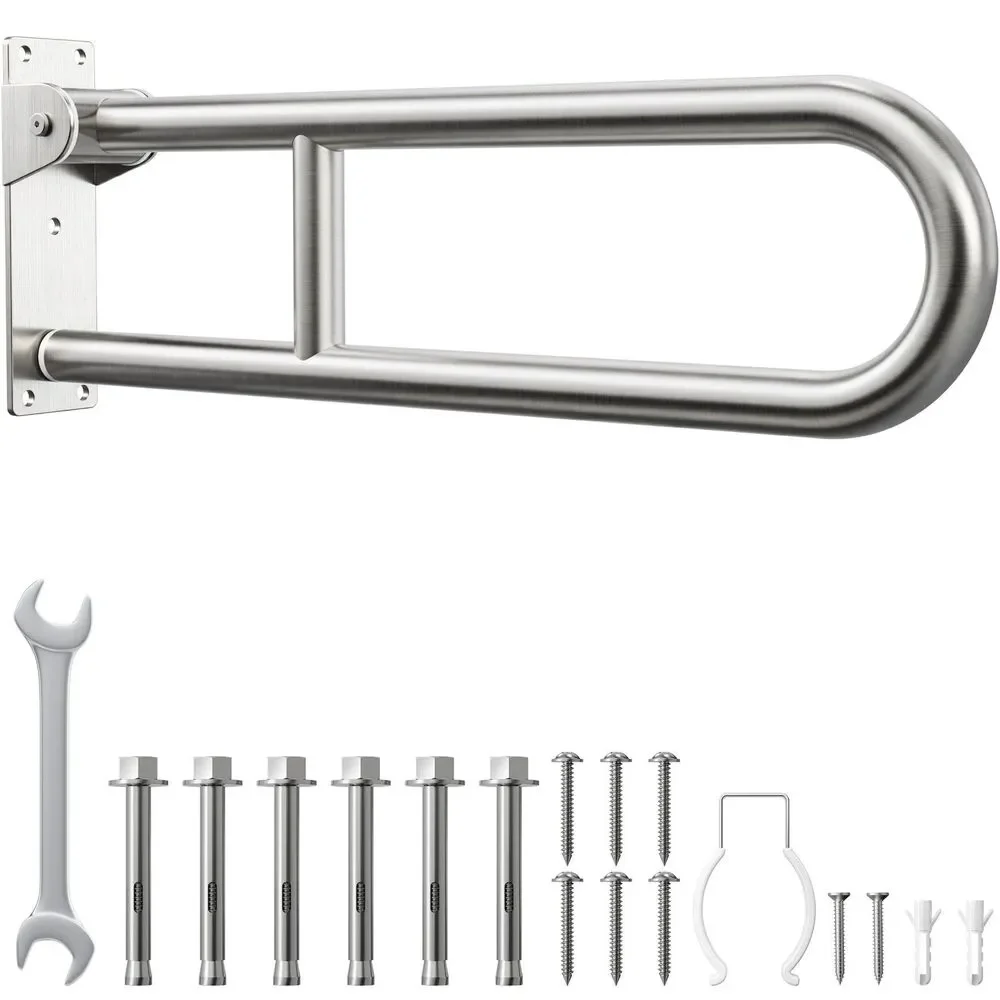 Niffgaff 24 Inch Flip-Up Grab Bar Brushed Stainless Steel Folding Toilet Safety